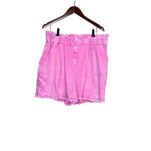 Skies Are Blue Curvy womens size 1X denim shorts pink elastic waist summer